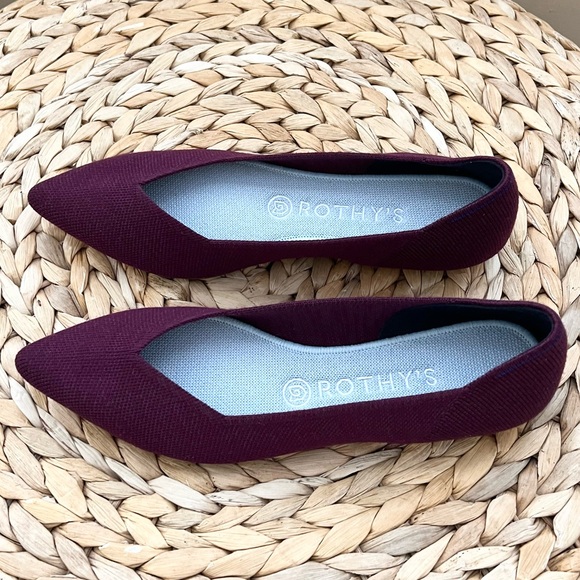 ROTHY’S wool blend pointe flats in aubergine color - Picture 3 of 8